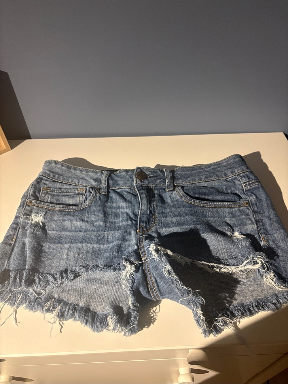 Light Blue Distressed Denim Women's Shorts